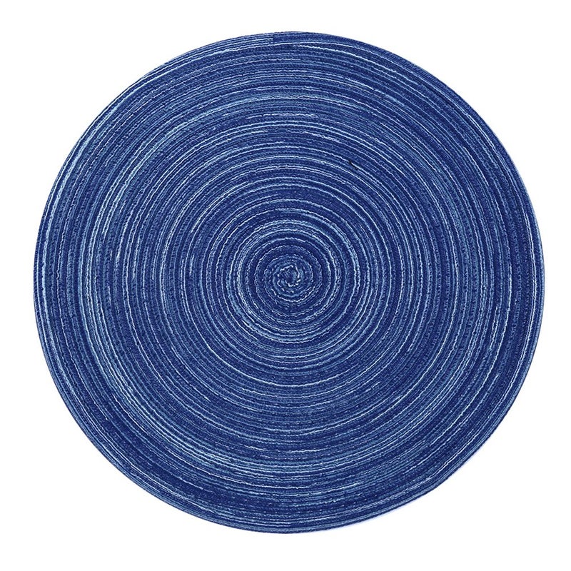 Topotdor 14 Inch Round Placemats Heat-Resistant Stain Resistant Anti-Skid Washable Polyproplene Table Mats Placemats (Set of 6, Blue) - Image 3